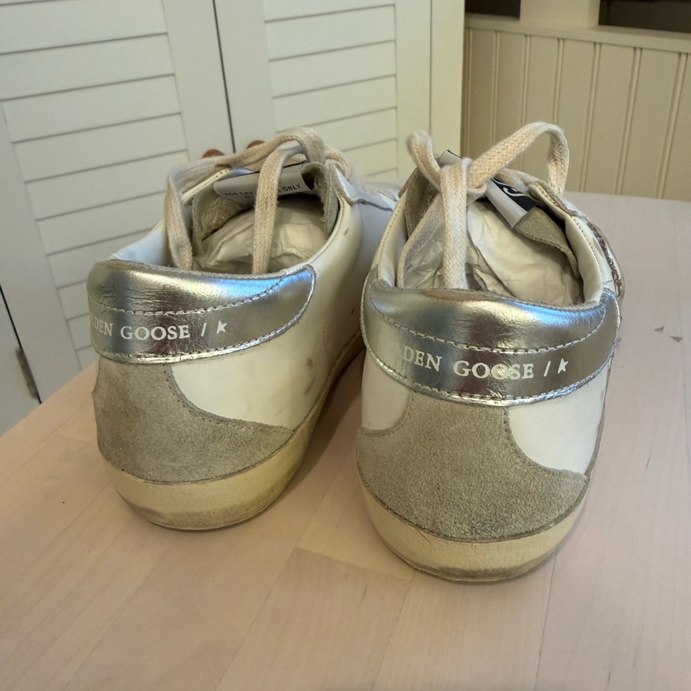 Golden Goose Super Star with Gold Glitter Star and ice grey suede inserts 36 - Picture 13 of 13